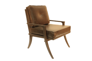 Leather Lena accent chair with copper legs available at Cottswood Interiors