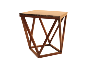 Wooden geometric Jasmine side table available at Cottswood Interiors